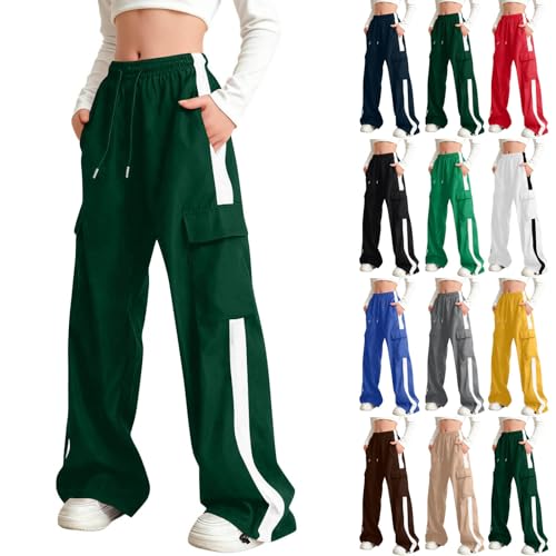 gsatuba Sweat Pants for Girls Fashion Kids y2k Baggy Sweatpants Drawstring Waist Wide Leg Loose Joggers Teens Clothes Army Green Teen Pants Size 11 Years