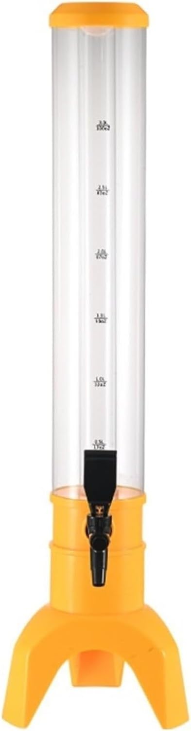 WOMGKDA Juice Drink Tower Dispenser for Parties, Beverage Server with Ice Tube and Bottomless Container for Mimosa Brunch Bar, Yellow, 3l