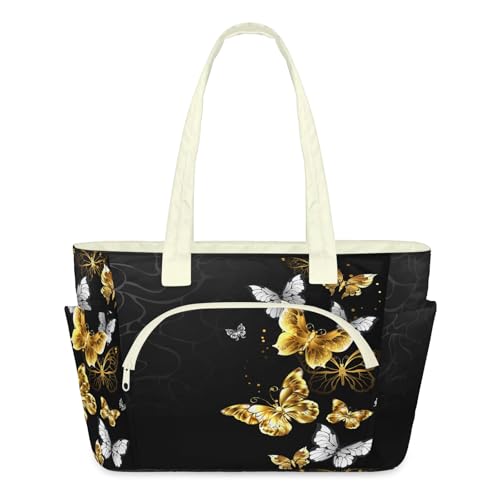 Sac à bandoulière pour voyage matelassé grand sac cabas femme zippé motif papillon