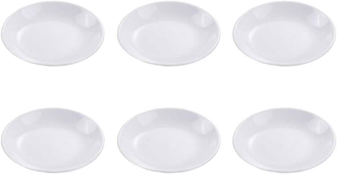 SEWACC 6pcs Ceramic Sauce Dipping Plates Set White Small Seasoning Dishes for Kitchen and Barbecue Sturdy and Practical Side Serving Plates