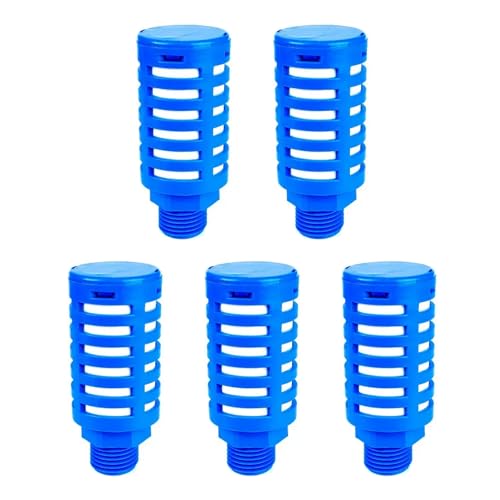 MOUMOUTEN 5Pcs Plastic Air Pneumatic Mufflers, Blue 3/4" Male Thread Compressor Exhaust Silencer Fitting for Industrial Grade Air Compressor Tools, Automotive Workshop Air Valve Cylinder