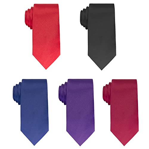 Image of Luckyvestir Mens Tie Solid Satin Neck Ties 3.15'' Formal Necktie for Wedding Business Christmas Father's Valentine's Day Gift