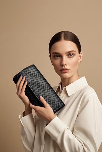 Image of Women's Woven Evening Bag Casual Leather Shoulder Handbag Fashion Crossbody Clutch Purse