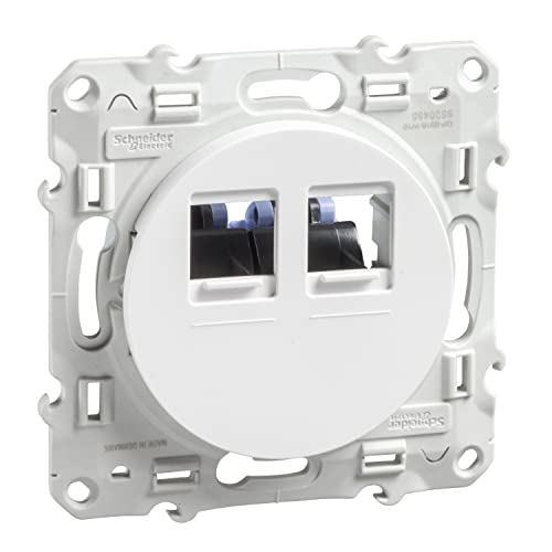 Schneider Electric - Odace, prise double RJ45 Blanc, grade 1 (téléphone + informatique) cat. 6 UTP - S520485