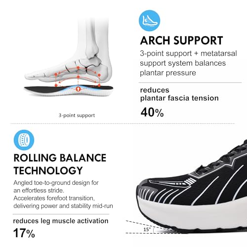 Image of JACKSHIBO Slip in Men Hands Free Wide Toe Box Shoes Slip on Arch Support Wide Sneakers for Running Walking Tennis Athletic Plantar Fasciitis Orthopedic Shoe Zero Drop Cushion Thick Sole Width Shoes