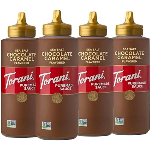 Torani Puremade Chocolate Caramel Dessert & Drink Sauce, 16.5 fl oz, 4 Pack