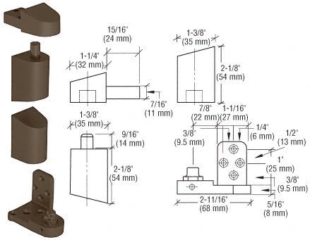 C.R. LAURENCE 0P41LHDU CRL Dark Bronze Offset Left Hand Pivot Set with 3/32" Recess