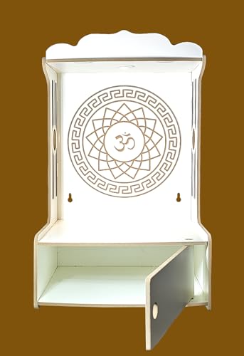 Image of Alpine Willow Temple for Home with Door (Height-20 inches) I Puja Mandir with Door for Home with Doors I Pooja ghar I Wooden Temple I Laddoo Gopal mandir I Devghar I Pooja Unit I Puja Stand