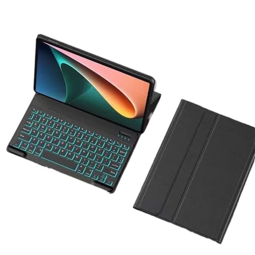 Funda de cuero para Samsung Tab A7 Lite 8.7 T220 con teclado retroiluminado desmontable negro