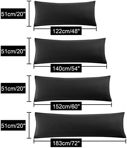 sourcing map Soft Brushed Microfiber Body Pillow Cover with Zipper Closure, Bolster Pillow Cases Long Pillow Cases for Body Pillow Black 20"x60" (5ft)