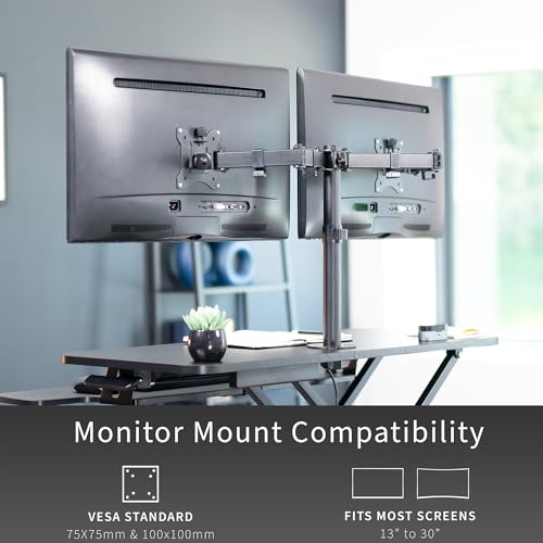 Image of VIVO Height Adjustable 36 inch Standing Desk Converter with Dual 13 to 30 inch Monitor Stand, Sit Stand Monitor Mount and Desk Riser, Black, DESK-V036K-M2