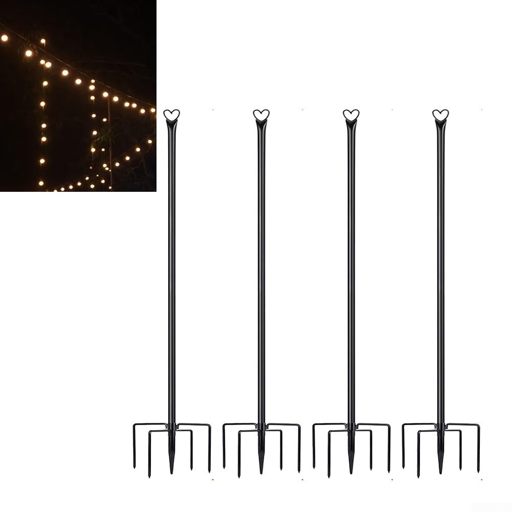 Lot de 4 poteaux réglables en acier inoxydable de 3 m pour décorations de Noël, Halloween, jardin, mariage