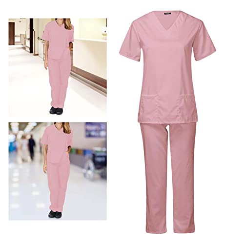 Vaveren Esfoliação Túnica Uniforme de Enfermagem Cor Sólida Respirável para Massagem de Enfermagem S