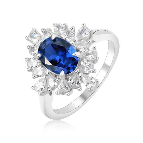Bague saphir synthétique femme en argent 925, bijou cocktail idéal pour fête de mariage