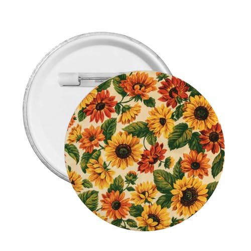 オレンジ イエロー ヒマワリ かわいい漫画ボタンバッジ クラスメート用衣服装飾アクセサリー 安全ピン付きクラスメートギフト L