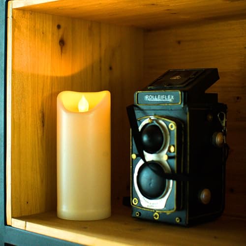Image of CANDLE CHOICE Outdoor Battery Operated Flameless Candles with Remote Timer Waterproof Flickering Plastic Electric LED Pillar Lights for Lantern Patio Garden Wedding Party Decorations 3x7 Inches 2 Pack