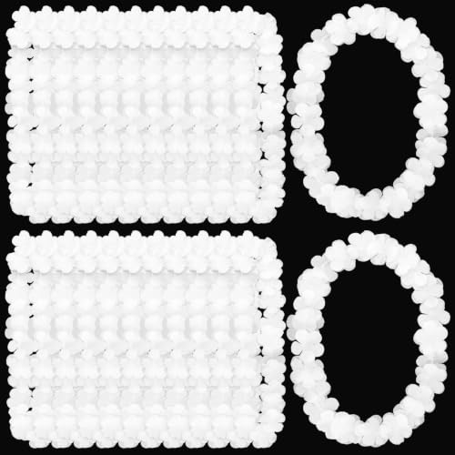 Brimekichio 24 Pcs Luau Party Decorations,White Hawaiian Leis Bulk for Adults,Garland Ruffled Flower Lei for Beach Wedding Summer Tropical Aloha Carnival Hula Dance Pool Party Favors Masquerade