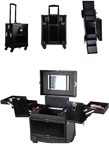 BYCDD Aluminium Trolley Kosmetikkoffer Schminkkoffer, Multikoffer Etagenkoffer Schminkaufbewahrung Make-up Koffer…