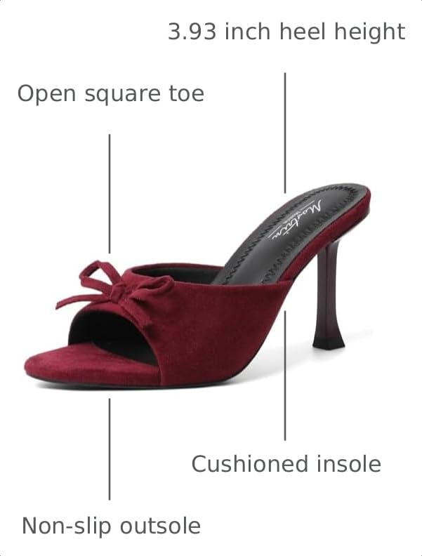 Image of Mostrin Kitten Heels for Women Round Toe Heels With Bow Vintage Mules Sexy Slip on Stiletto Backless Sandals for Party Daily