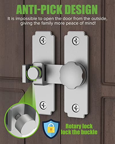 Image of Sliding Barn Door Lock Hardware, 90 & 180 Degree Dual-Purpose 304 Stainless Steel Heavy Duty Gate Latches Flip Latch Safety Door Bolt Latch Lock for Garden, Bathroom, Outdoor, Garage, Window (Silver)