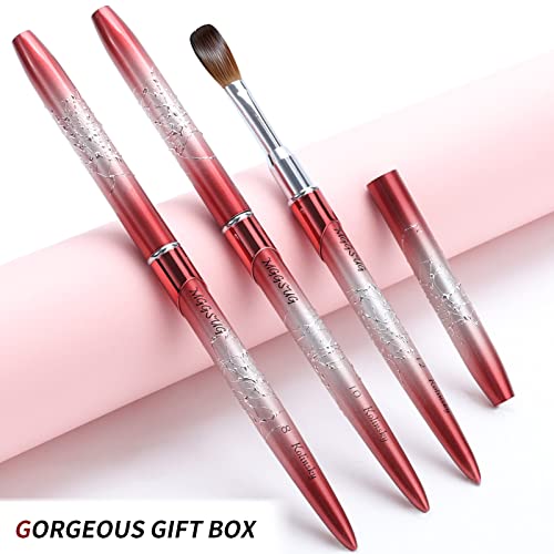Mggsug 100% Kolinsky Acrylic Nail Brush, Kolinsky Nail Art Brushes For Acrylic Application Nail Extension, Nail Design Brushes For Professional Manicure Salon Diy At Home Use (Size 6,Pink Gradient #TOP6