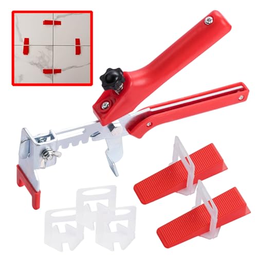 400PCS Tile Leveling System 3mm 300pcs Tiling Level Wedge Spacer Plus 100pcs Resuable Wedges with A Tile Leveling Plier (1/8 Inch Tile Spacers)