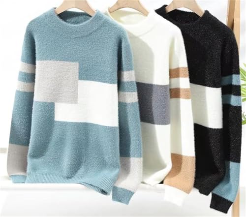 Men Casual Grid Sweaters Autumn Winter Slim Fit Pullovers M-4XL2