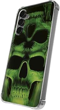 Skinit Clear Phone Case Compatible with Galaxy S24 Plus - Officially Licensed Liquid Blue Green Skulls Design