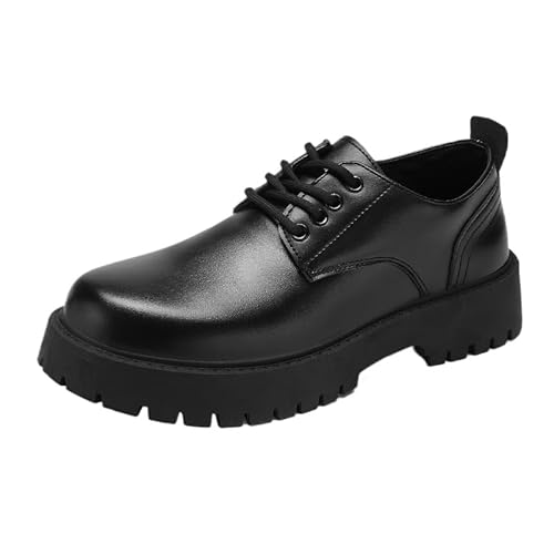 Men's Spring Large-Sized Shoes - Thick Sole, Fashionable Design for Daily Wear & Work (Black,8)