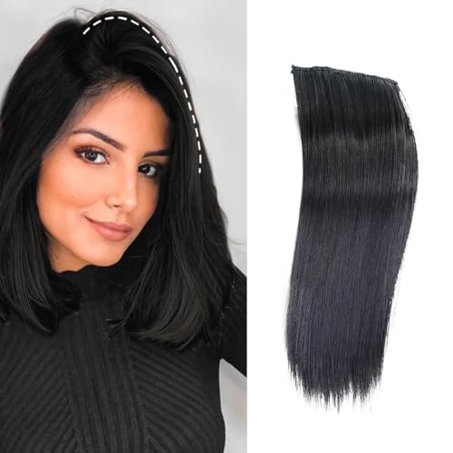 XFSRG Extension Clipin Invisibili 100% Capelli Veri 20cm Lisce per Donne e Ragazze Facili da Applicare, Effetto Naturale(Nero)