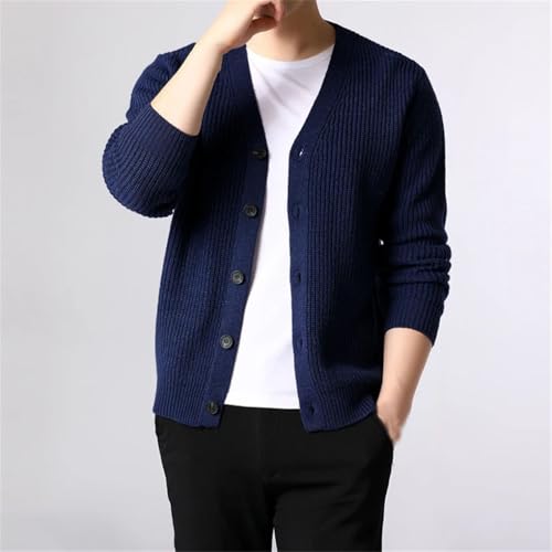 Men's Cardigan Sweater Long Sleeve V-Neck Slim Fit Solid Color Buttons Knitwear Cardigan3