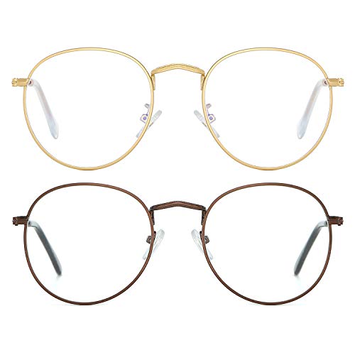 Zoldag Blue Light Blocking Glasses for Women or Men Classic Round Metal Eyeglasses Frame Anti Blue Ray/UV/Glare Eyeglasses Frame Computer Reading/Gaming/TV/Phone Glasses Non Prescription