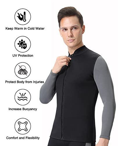Chaqueta de traje de neopreno para hombre de 3mm con pantalones de 3mm, manga larga, para natación, surf, buceo y snorkel miniatura 3