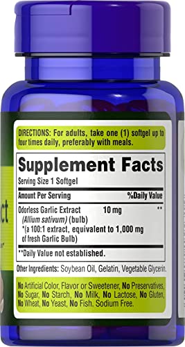 Puritan's Pride Odorless Garlic 1000 Mg, 100 Total Count #TOP2