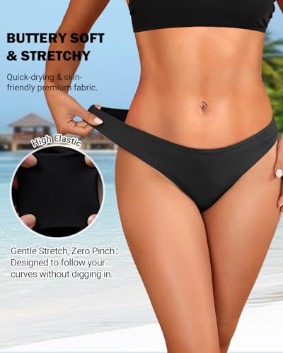 Image of Tempt Me Women Low Rise Bikini Bottoms - Moderate Coverage Bathing Suit Bottoms Low Waisted Swimsuit Bottoms Brief