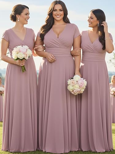 Image of KOH KOH Womens Sexy Cap Short Sleeve V-Neck Flowy Cocktail Gown
