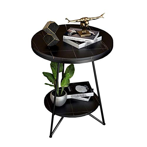 Table basse ronde en ardoise pour optimiser le rangement du salon