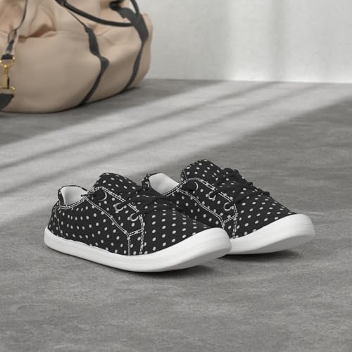 Image of FUNKYMONKEY Slip-On Canvas Sneakers for Women, Comfortable Lightweight Lace-Up Flat Casual Tennis Shoes Breathable Walking Shoes for Everyday Wear