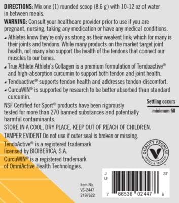 Athlete's Collagen Powder - TendoActive Formula to Support Joint & Tendon Health - Citrus Punch (9.11 oz./30 Servings)
