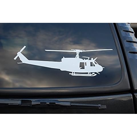 Five Star Graphics Huey Helicopter Vinyl Sticker Pilot Wall Art Deco Car Window Choose Size (V419) (8" x 2.5", White) Cover