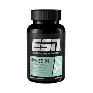 ESN Magnesium Caps, 120 Kapseln, 300 mg Magnesium pro Tagesportion zum Schutz vor Muskelkrämpfen, hohe Bioverfügbarkeit, geprüfte Qualität – made in Germany