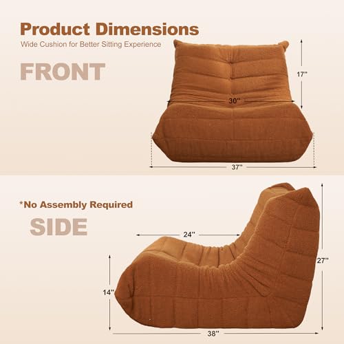 Image of Bean Bag Chair Big Sofa Beanbag Chair for Adults Fireside Chair Bean Bag Lounger with Memory Foam Filled for Home,Apartment or Gaming Venue(Brown Teddy)