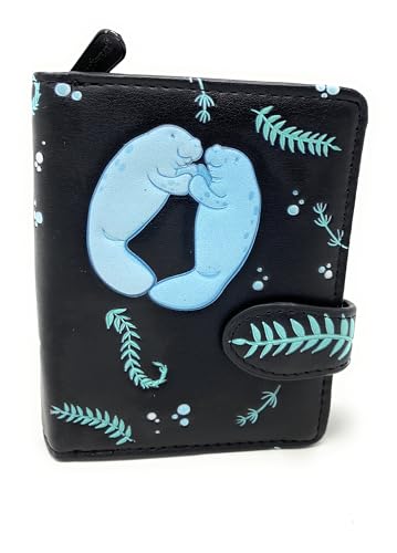Shag Wear Manatee Playhouse Small Wallet for Women and Teen Girl Vegan Faux Leather Black 4.5