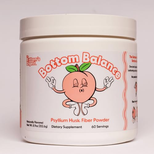 The Bottom's Digest Bottom Balance Psyllium Husk Fiber Powder | Helps Promote Digestive Regularity | 60 Servings | 3 Grams of Fiber per Teaspoon Serving