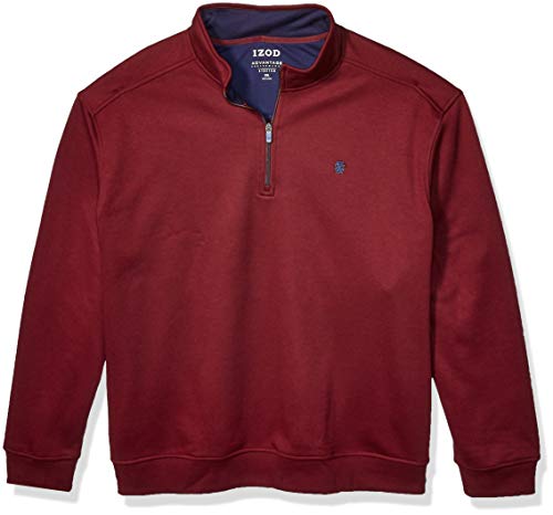 IZOD Men's Big & Tall Big and Tall Advantage Performance Quarter Zip Fleece Pullover, PORT ROYALE, Large