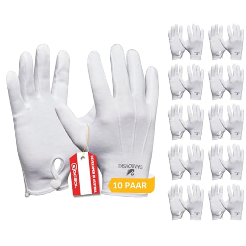 Gebol Trikot-Handschuhe Baumwolltrikot Unterzieh-Handschuhe 10 Paar fusselfrei für Präzisionsarbeiten Unisex Farbe: Weiß Universalgröße