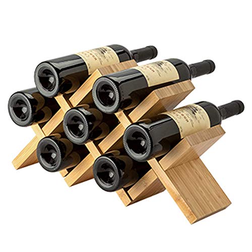 Soporte de madera para 7 botellas de vino de mesa miniatura 3