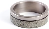 Vista 3 de Men's titanium and concrete ring with carbon fiber inlay. Industrial wedding band. Water resistant and hypoallergenic.(00801_7N)