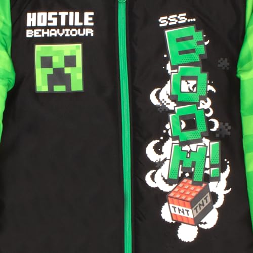 Image of Minecraft Bomber Jacket for Boys, Zip-Up Graphic Print Varsity Jacket for Kids and Toddlers