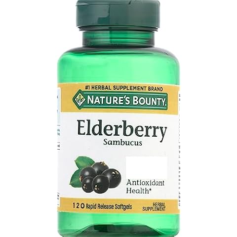 Nature's Bounty Elderberry Supplement, 120 Softgels Cover